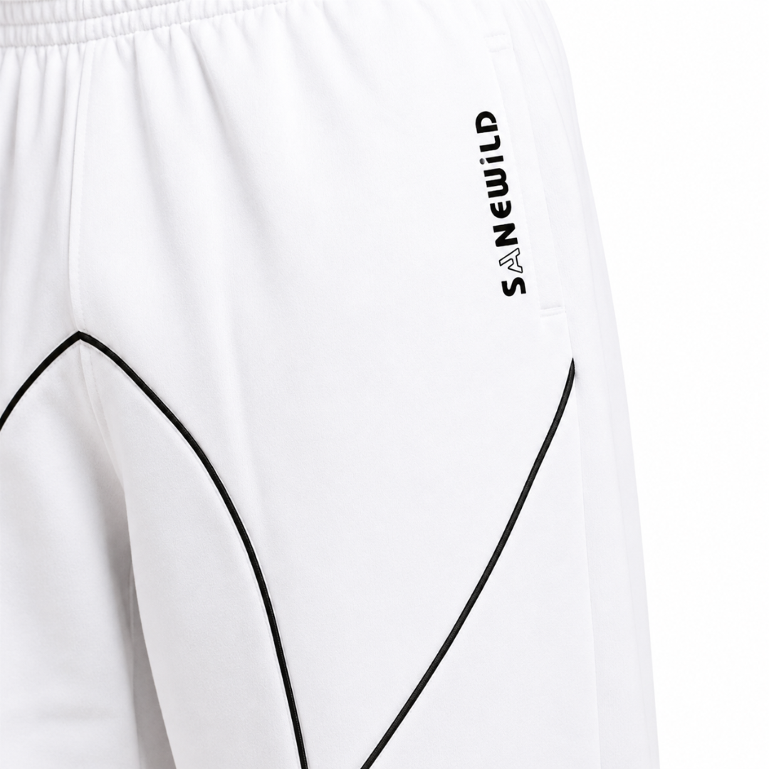 Sanewild TRACE Contrast-Line Relaxed Joggers (White)
