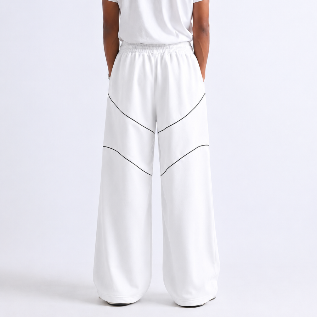 Sanewild TRACE Contrast-Line Relaxed Joggers (White)