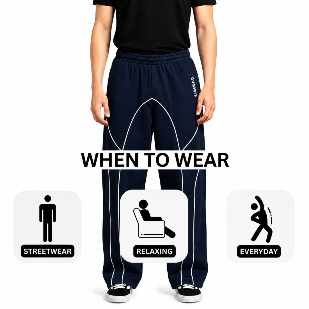 Sanewild TRACE Contrast-Line Relaxed Joggers (Blue)